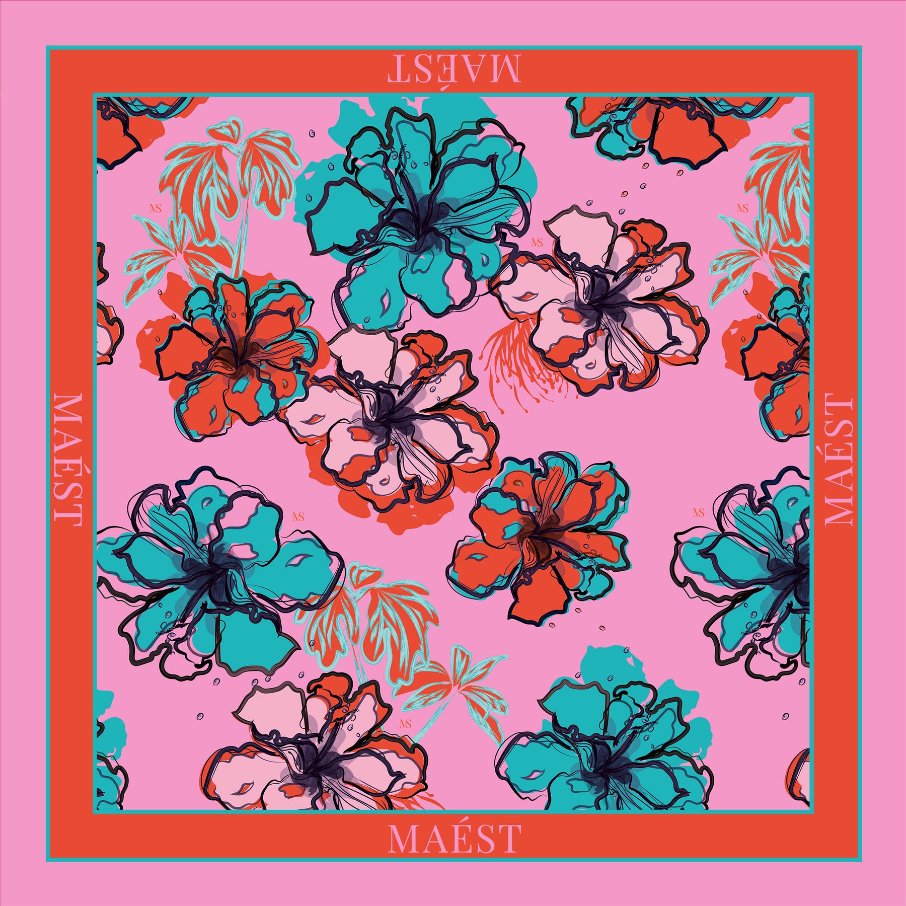 Floral Fragments Scarf (pink)