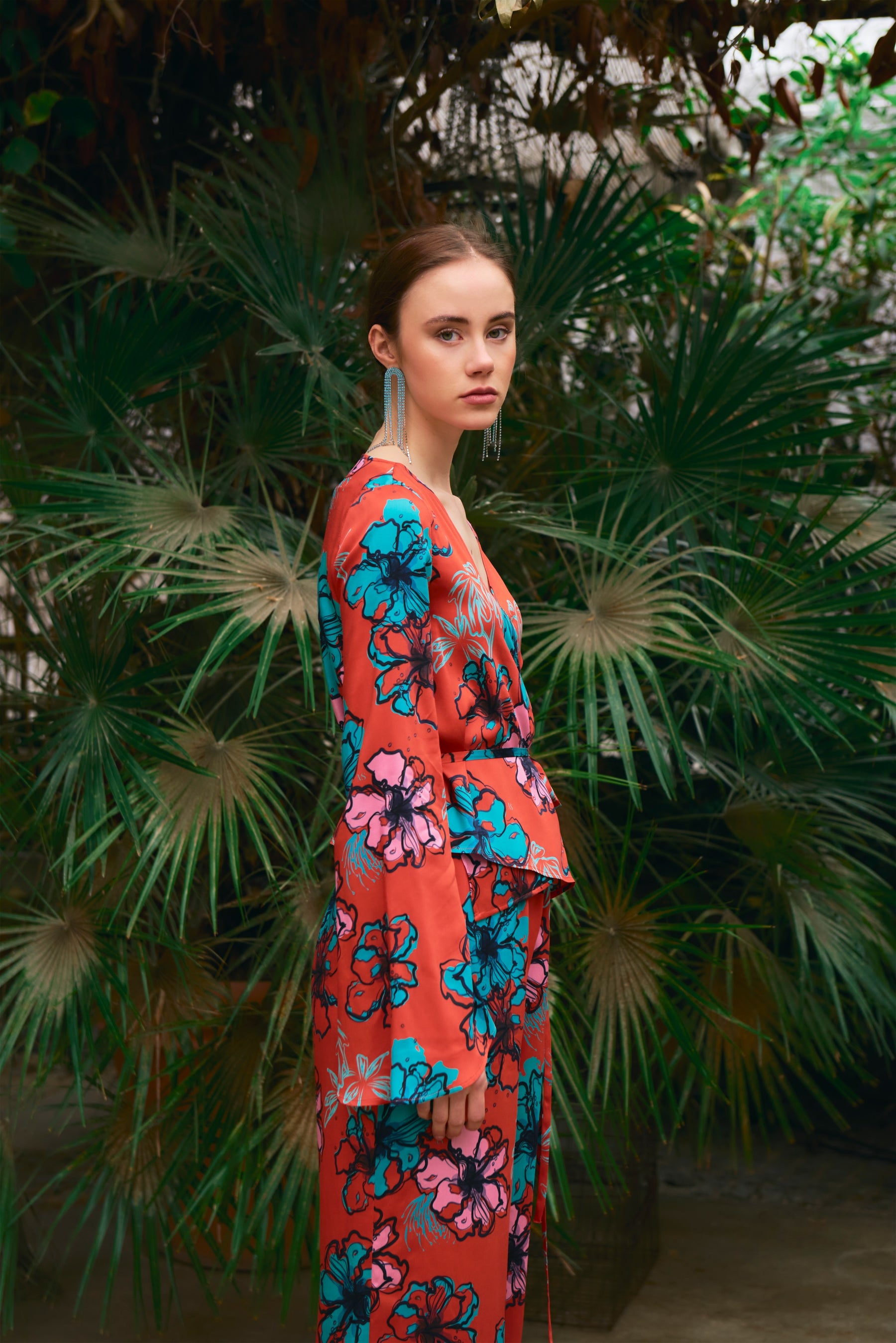 Fierce Florals Wrap Blouse