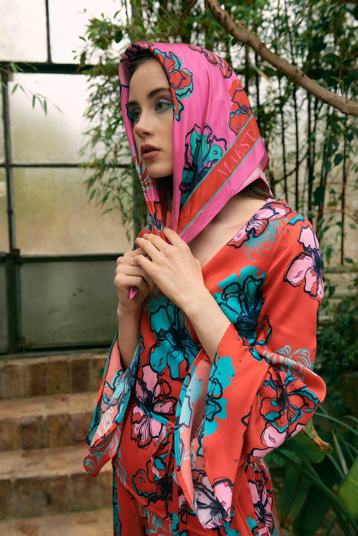 Floral Fragments Scarf (pink)