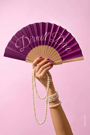 Dirndl Accessoire für exklusiven Trachten Look - Hand Fächer aus Holz und Textil  