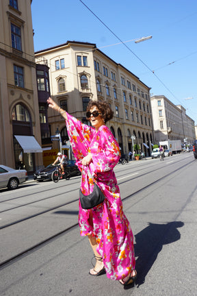 Lilies Silk Satin Kaftan