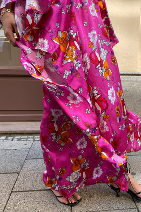 Lilies Silk Satin Kaftan