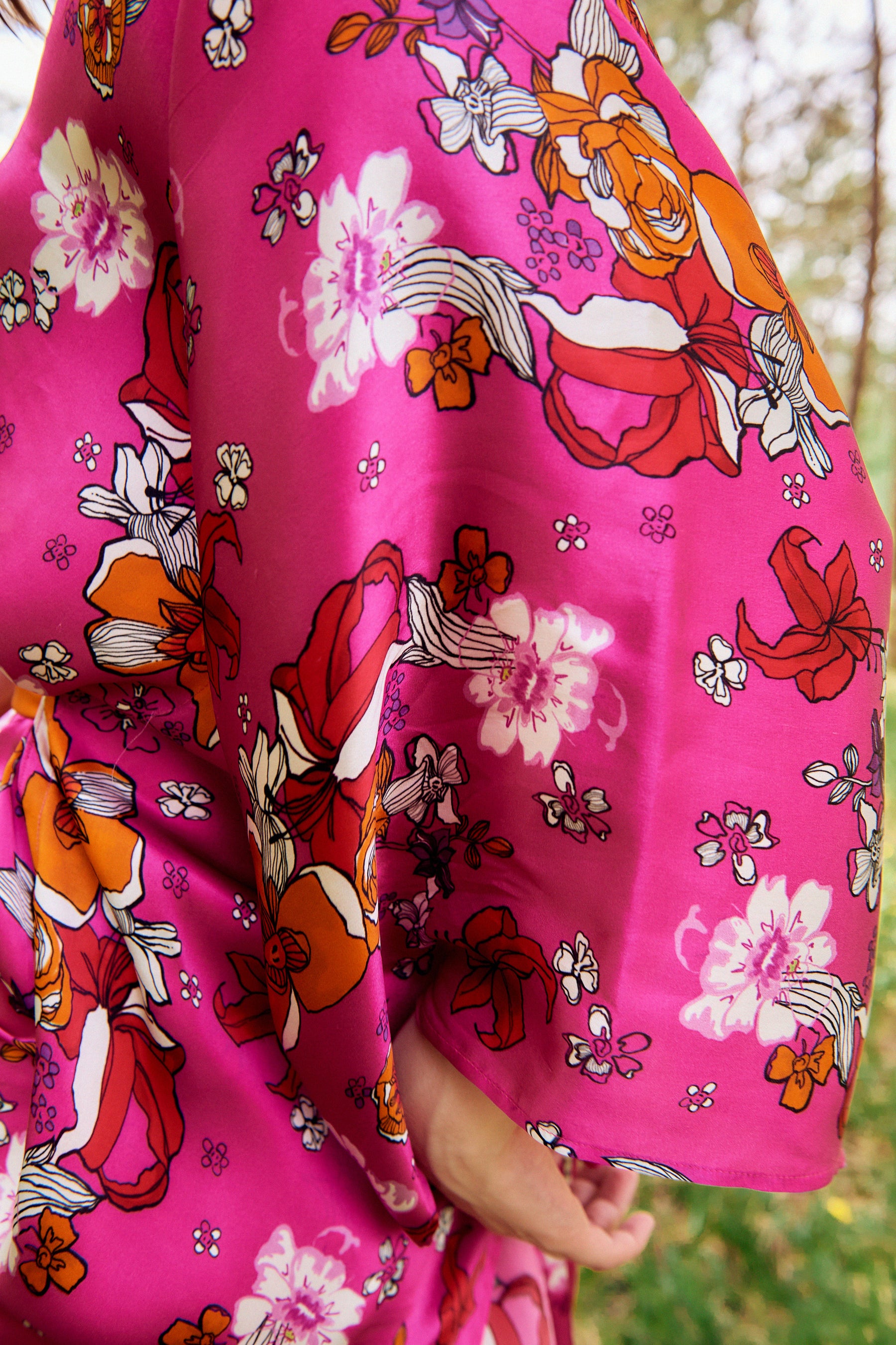 Lilies Silk Satin Kaftan